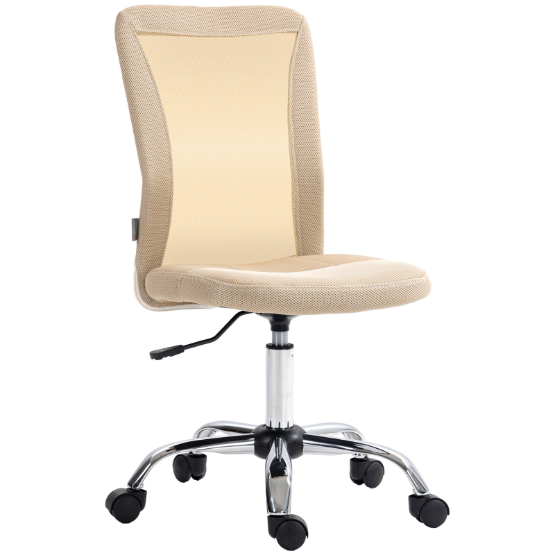Vinsetto Bürostuhl ergonomisch höhenverstellbarer Bürostuhl verchromtes Fußgestell 360° drehbarer Mesh-Bezug beige Aosom – Bild 1 von 2