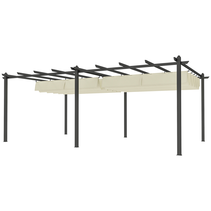 Outsunny Pergola mit Schiebedach, ausziehbare Pergola 3,5 x 6 m, Pergola für Terrasse, Aluminiumstruktur + Polyesterstoff - Beige Aosom – Bild 1 von 2