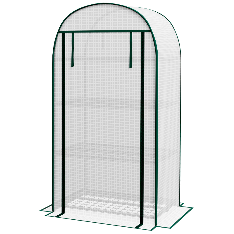 Outsunny Gewächshaus aus PE mit 4 Ebenen, Balkongewächshaus, verstärkte Plane 130 g/m², Stahlrahmen, rollbare Reißverschlusstür, für Gemüse Pflanzen Blumen, 80 x 50 x 160 cm, Weiß Aosom – Bild 1 von 2