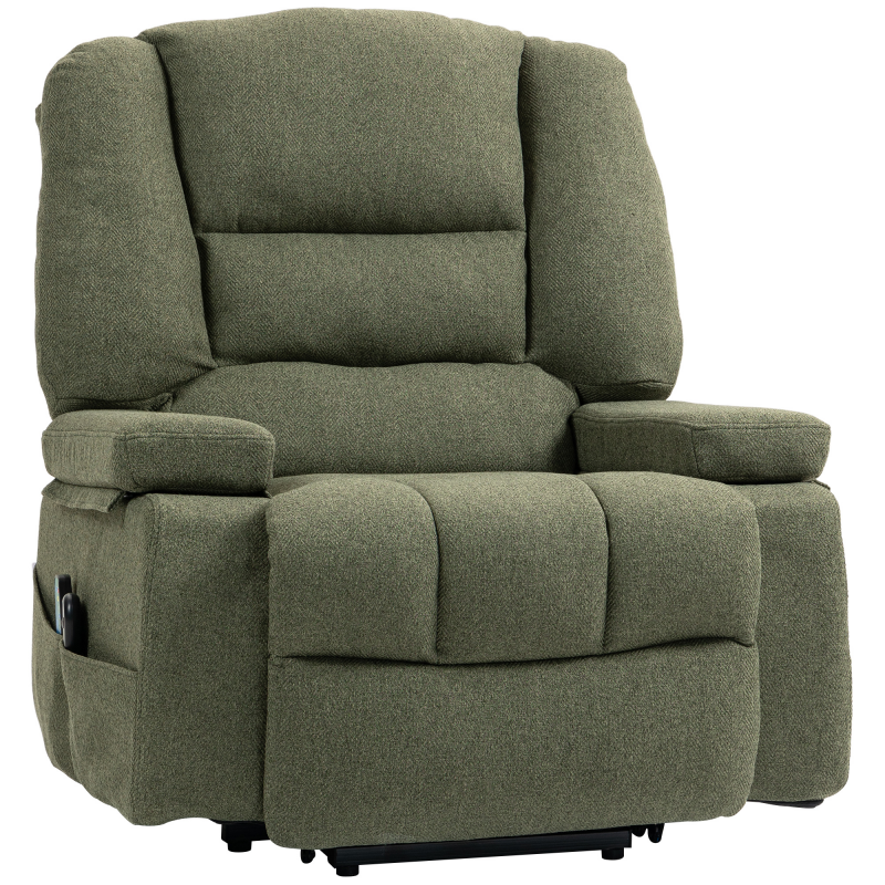 HOMCOM Elektrischer Aufstehmassagestuhl, elektrischer Relaxsessel, mit Massage- und Heizfunktion, verstellbarer Neigung, Fußstütze, 2 Fernbedienungen, Grün, 89L x 90B x 102H cm Aosom – Bild 1 von 2