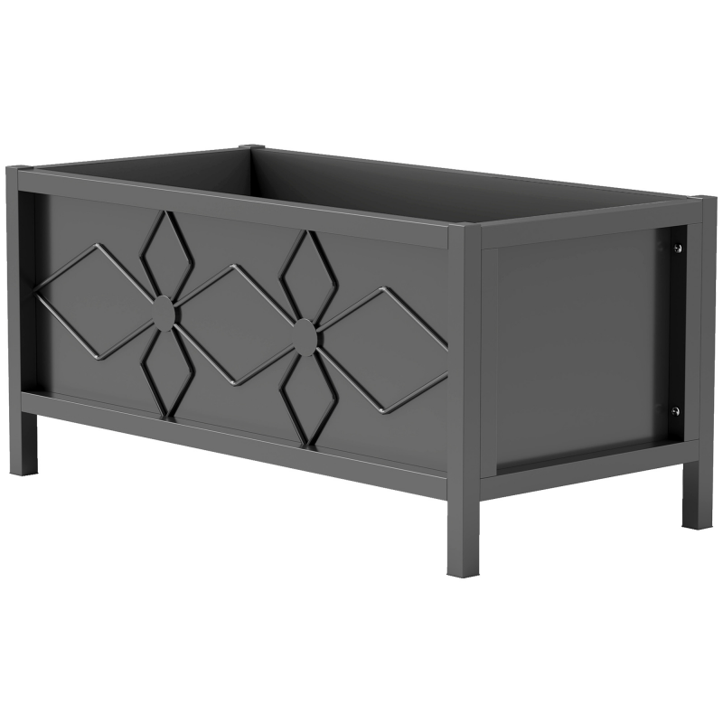 Outsunny Hochbeet Pflanzkasten aus verzinktem Stahl mit Sicherheitskante, rechteckiger Gartenbeet für Blumen, Kräuter und Gemüse, 80 x 40 x 38 cm, Schwarz Aosom – Bild 1 von 2