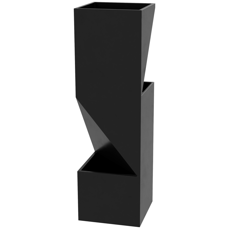 Outsunny Blumentopf, Pflanzkübel für den Innen- und Außenbereich mit 3 Pflanzbereichen, mit Entwässerungslöchern, aus Metall, 30 x 30 x 100 cm, schwarz Aosom – Bild 1 von 2