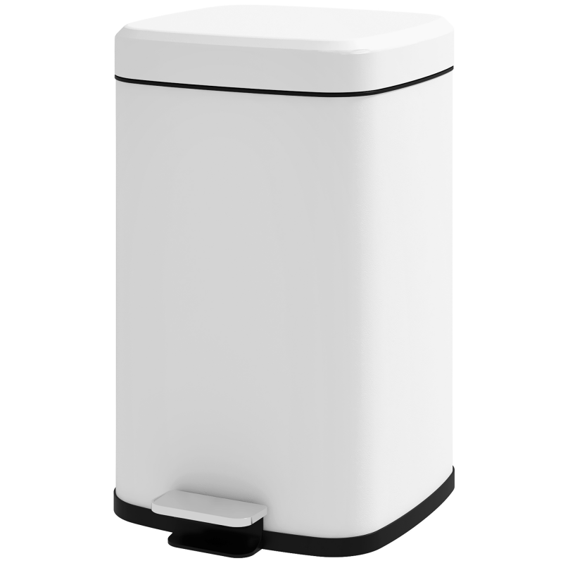 HOMCOM 20L Küchenmülleimer mit Pedal aus Edelstahl mit leisem Schließdeckel, kompakt, herausnehmbarer Innenbehälter, 28L x 35B x 45H cm, weiß Aosom – Bild 1 von 2