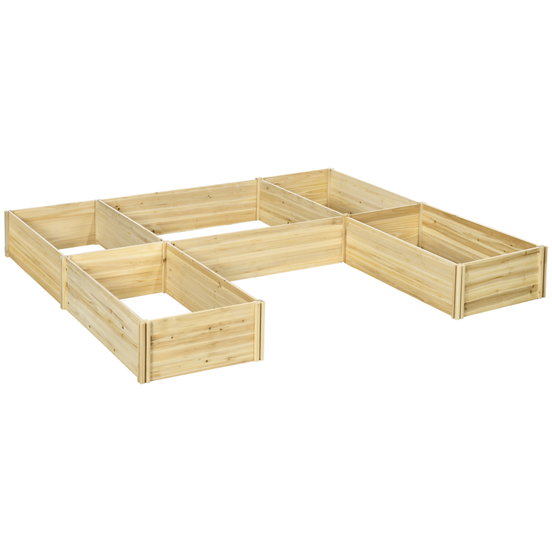 Outsunny Set mit 5 modularen Blumenbeeten aus vorimprägniertem Fichtenholz für den Außenbereich, Abm. 230L x 230B x 28H cm Naturholz Aosom – Bild 1 von 2