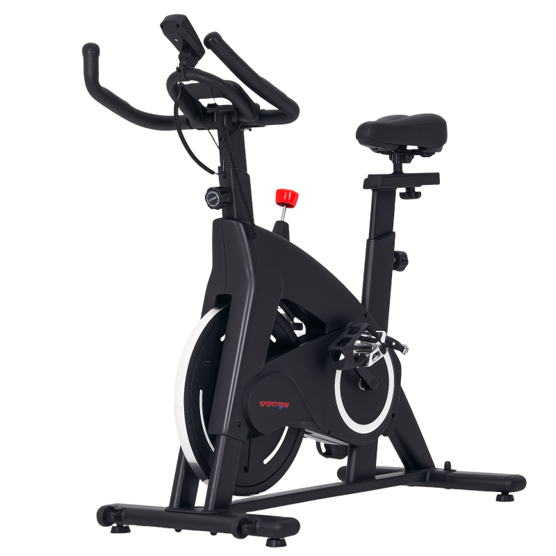 SPORTNOW Magnetisches Heimtrainerfahrrad leises Standfahrrad - verstellbarer Widerstand, Sattel und Lenker, 10 kg Schwungrad, LCD-Bildschirm, Tablettenhalterung, Indoor-Fahrrad, Schwarz Aosom – Bild 1 von 2