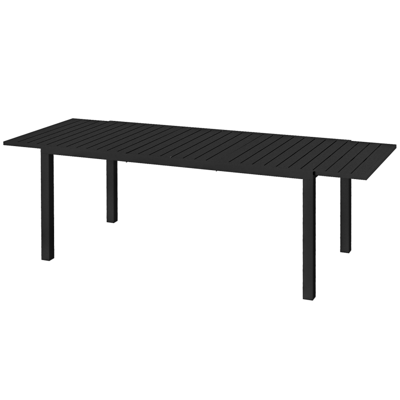 Outsunny Ausziehbarer Gartentisch aus Aluminium rechteckiger Gartentisch für 6-8 Personen, max. Belastung 50kg, Abm. 180/240L x 94B x 73H cm, Schwarz Aosom – Bild 1 von 2