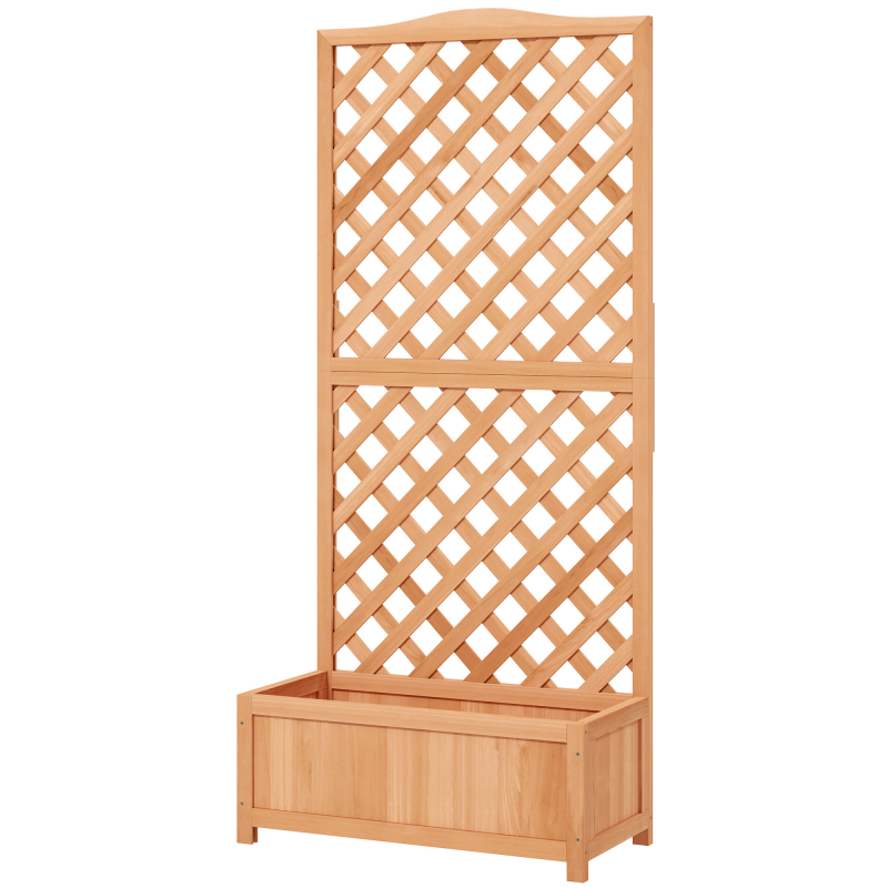 Outsunny Blumenkasten mit Rankgitter - Pflanzkasten - Maße 76L x 36B x 170H cm - Lattenboden - Vorgeöltes Fichtenholz Aosom – Bild 1 von 2