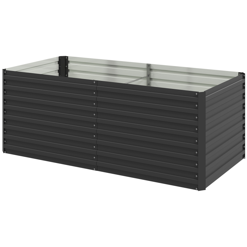 Outsunny Pflanzkasten im Freien, erhöhter verzinkter Pflanzkasten, rechteckiges Hochbeet für den Garten mit Sicherheitsrand und offenem Boden, für Blumen, Kräuter und Gemüse, 160 x 80 x 60 cm, grau Aosom – Bild 1 von 2
