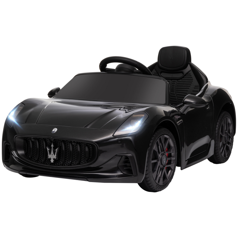 AIYAPLAY Elektroauto für Kinder im Maserati Gran Turismo Folgore-Lizenzfahrzeug, 12V Elektrofahrzeug mit 2,4G Fernbedienung, LED-Scheinwerfern, Musik, Hupe, MP3, Auto für Kinder von 3 bis 5 Jahren, Schwarz Aosom – Bild 1 von 2