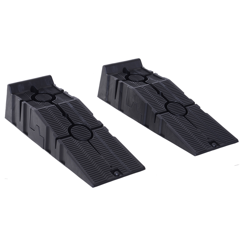 DURHAND Kunststoff-Auffahrrampen für Autos, Zufahrtrampen, 2 Stück, Tragkraft 2,5 Tonnen, 91 x 30 x 21 cm, Schwarz Aosom – Bild 1 von 2