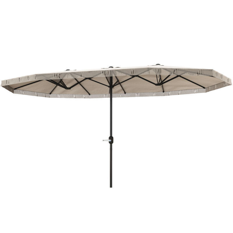 Outsunny Gartenpavillon Doppelpavillon rechteckig 4,5 x 2,65 x 2,6 m mit Kurbelöffnung und -schließung, Fransen, 180 g/m² Tuch, Balkonpavillon, Pool, Terrasse, Creme Aosom – Bild 1 von 2