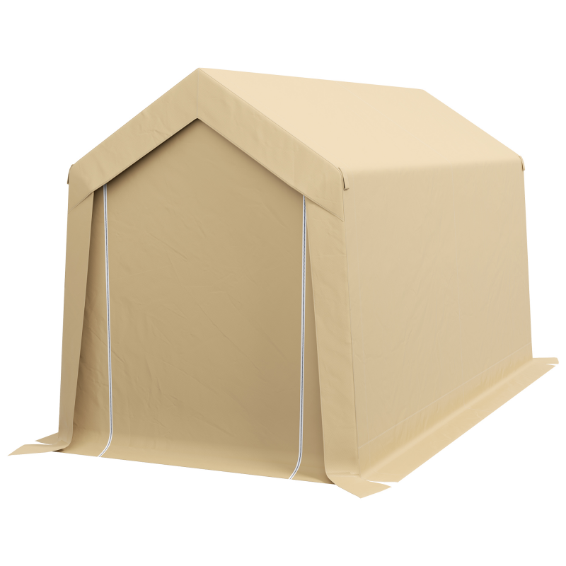 Outsunny Gartenhaus, Lagerzelt, 2 x 3,6 m, wasserdicht und UV-beständig, feuerverzinkter Stahlrahmen und großes Tor, Fahrradgarage für den Außenbereich, beige Aosom – Bild 1 von 2