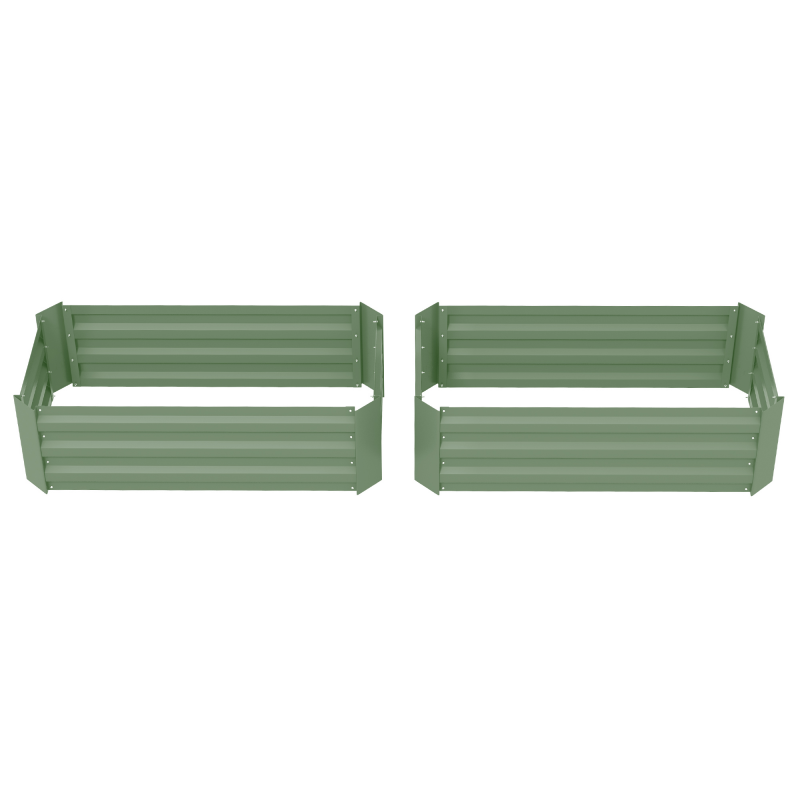Outsunny Set von 2 Hochbeeten für den Garten, Abmessungen 100L x 50B x 30H cm - gewelltes Stahlblech in Grün Aosom – Bild 1 von 2