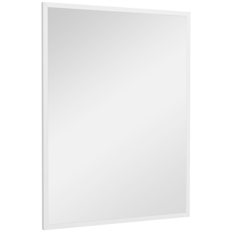 HOMCOM Rechteckiger Wandspiegel 60 x 80 cm, MDF-Rahmen, ideal für Badezimmer, Wohnzimmer oder Schlafzimmer, Weiß Aosom – Bild 1 von 2