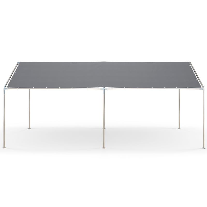 Outsunny Carport Überdachung für Auto 6 x 3 m robuster verzinkter Stahl Dach PE-Hochleistungsfolie Grau Aosom – Bild 1 von 2