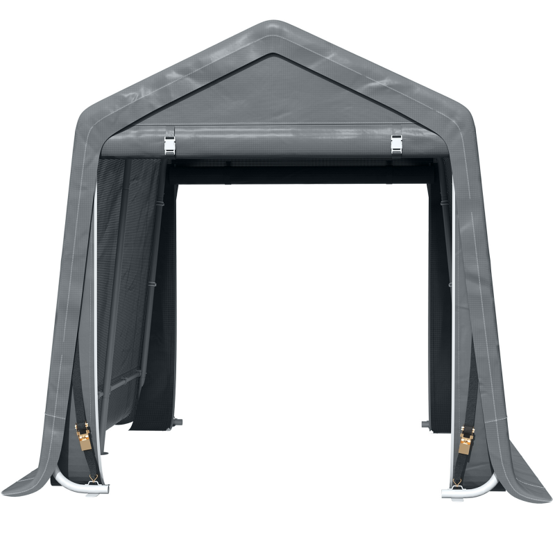 Outsunny Gartenhaus, Lagerzelt, 2 Reißverschlusstüren, Metallrahmen, Fahrradunterstand, Schutz vor leichtem Regen und Wind, 280 x 240 x 240 cm, Dunkelgrau Aosom – Bild 1 von 2
