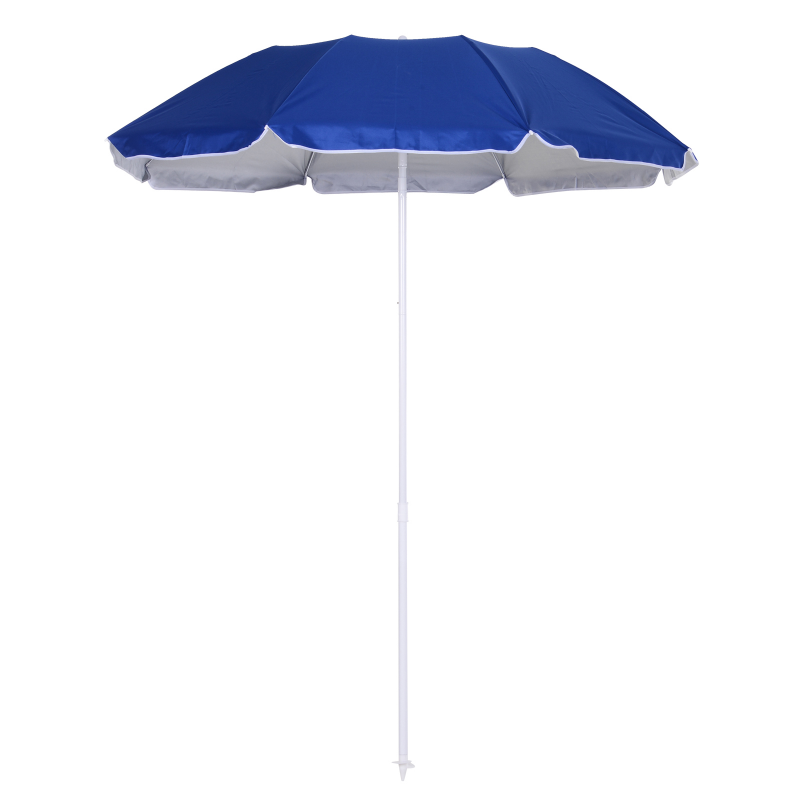 Outsunny Strandsonnenschirm neigbar achteckig Ø 160 cm Polyesterstoff mit hoher Dichte UV-Schutz abnehmbarer Mast Transporttasche inklusive blau Aosom – Bild 1 von 2