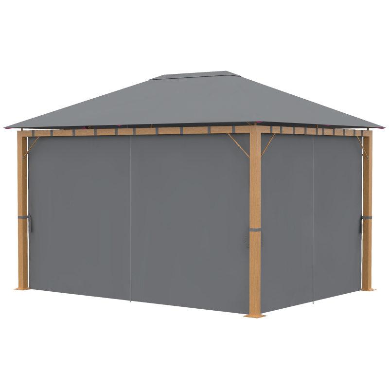 Outsunny Gartenpavillon 4 x 3 m Aluminium Pavillon mit Vorhängen und Polyesterdach Sonnenschutz Aosom – Bild 1 von 2