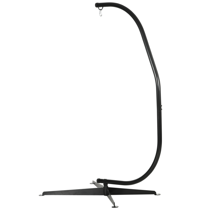 Outsunny Hängesessel-Ständer, Hängesesselstütze, X-förmiges Fundament, C-förmiger Rahmen, Federhaken inklusive, robuster Metallrahmen, max. Belastung 120 kg, 114 x 80 x 208 cm, Schwarz Aosom – Bild 1 von 2