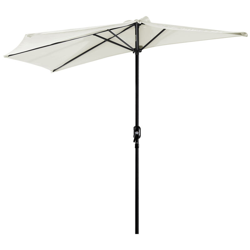 Outsunny Halber Sonnenschirm Ø 2,7 m Balkonsonnenschirm 5 Metallstreben Polyester Creme Aosom – Bild 1 von 2