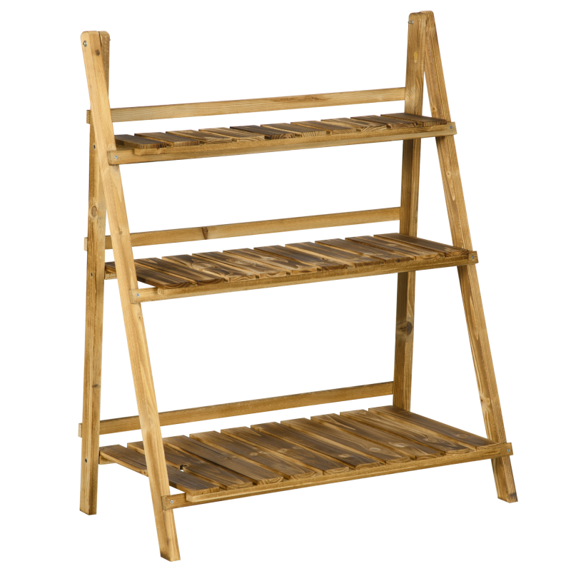 Outsunny Pflanzentreppe Blumenbank 3 Stufen Blumenregal aus Tannenholz dunkelbraun 80 x 37 x 93 cm für Garten & Balkon Aosom.de – Bild 1 von 2