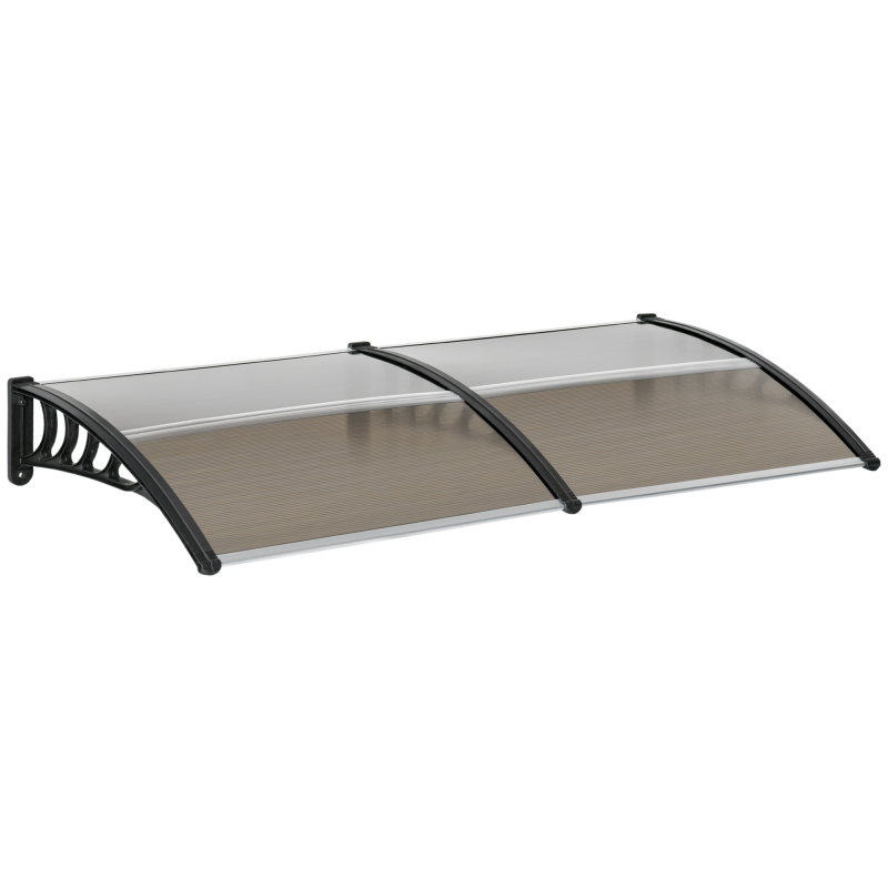 Outsunny Türvordach aus Polycarbonat mit Alurand gegen Regen und UV-Strahlen 200 x 96 x 27 cm Braun Aosom – Bild 1 von 2