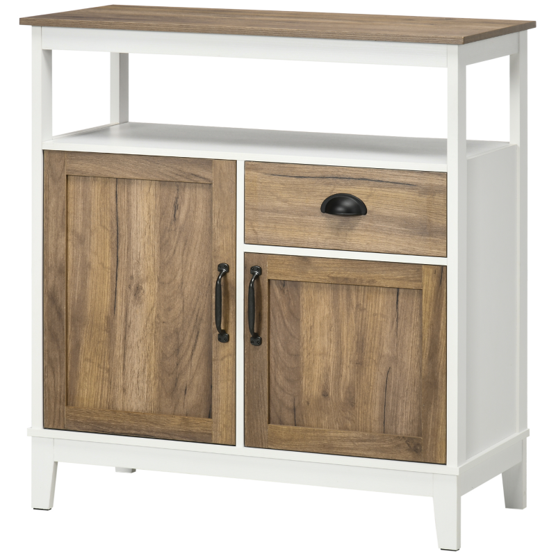 HOMCOM Buffet Küche, Aufbewahrungsmöbel, 2 Türen, mit 1 Schublade, verstellbares Regal, offenes Fach, 76,6 x 35 x 81,5 cm, Eichenbraun Aosom – Bild 1 von 2
