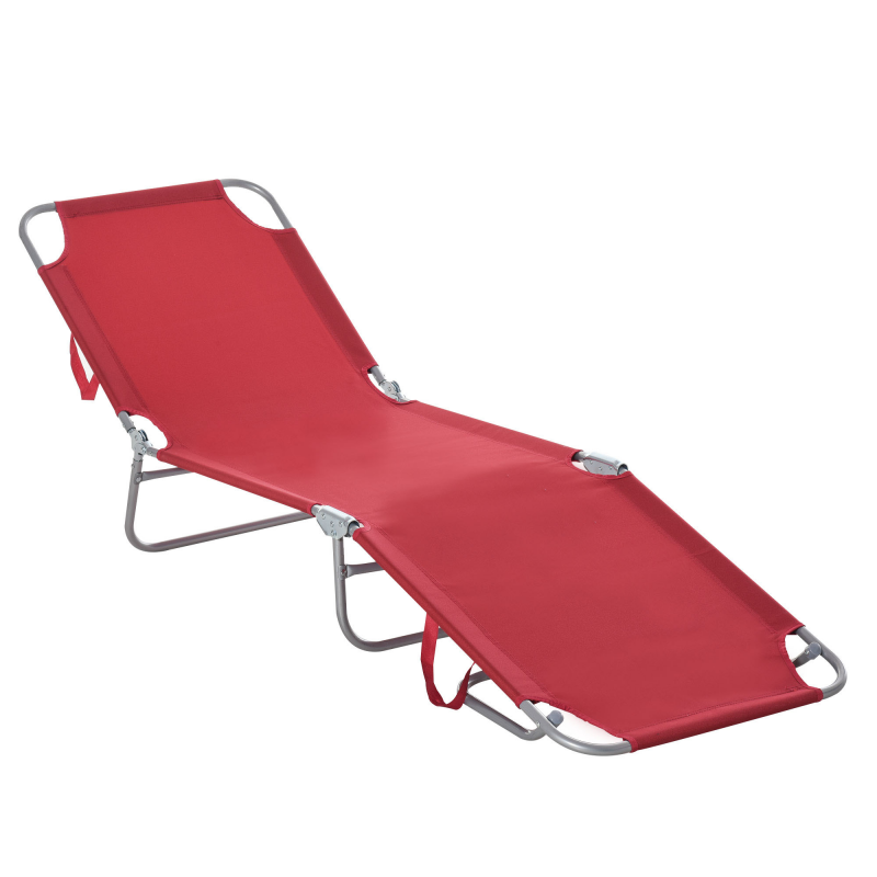 Outsunny Sonnenliege klappbar Gartenliege, Liegestuhl mit 5-Fach verstellbare Rückenlehne, wetterfeste Campingliege, Gartenstuhl bis 120 kg belastbar, für Garten Urlaub Outdoor Strand Pool, Weinrot Aosom – Bild 1 von 2