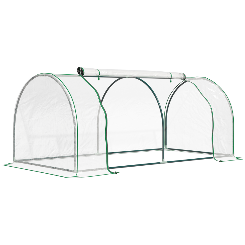 Outsunny Gewächshaus Treibhaus mit Tür 200x100x80cm, Frühbeet aus Stahl und PVC für Pflanzenaufzucht und Garten Aosom.de – Bild 1 von 2