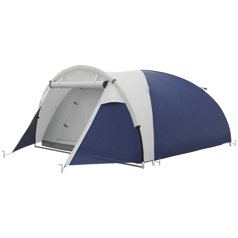 Outsunny Campingzelt, Tunnelzelt für 4 Personen, mit Lichthaken, Familienzelt mit Tragetasche, UV Schutz, 2000mm Wasserabweisend Pop Up Zelt für Camping, Garten, Dunkelblau Aosom – Bild 1 von 2