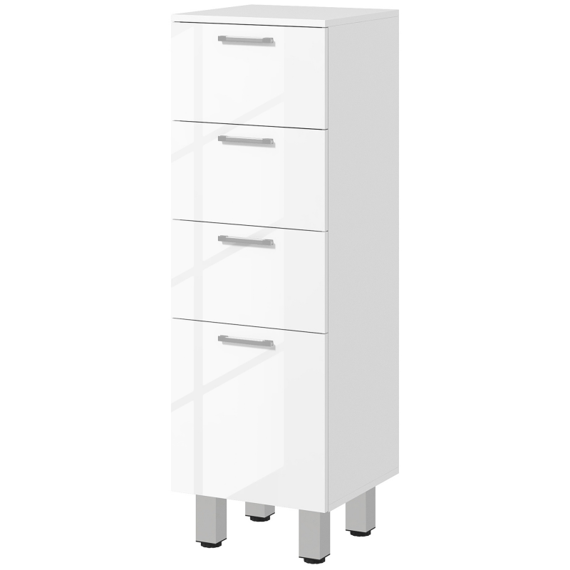 kleankin Badezimmerschrank schmal, Toilettenschrank mit Verstellbar Regal, 3 Schubladen, Badschrank für kleine Räume Badezimmer, Wohnzimmer 30 x 30 x 93 cm Weiß Aosom – Bild 1 von 2