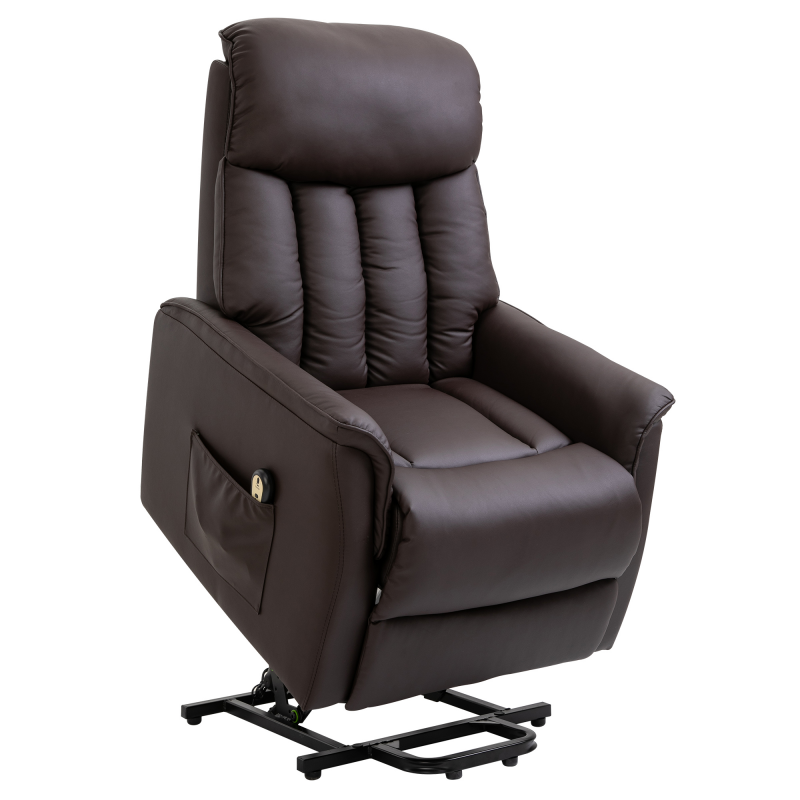 HOMCOM elektrischer Aufstehsessel Fernsehsessel mit Aufstehhilfe, Relaxsessel mit Liegefunktion, Kunstleder, Braun, 80 x 94 x 104 cm Aosom – Bild 1 von 2