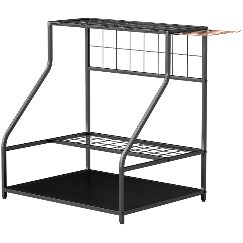 Outsunny Gartenwerkzeug-Organizer 3-stufig Gartengeräte Ständer mit Haken Gartenwerkzeugständer bis zu 20 Werkzeuge Gerätehalter Mehrzweck Besenhalter für Garage, Schuppen, Outdoor 84x53x73cm Orange Aosom – Bild 1 von 2