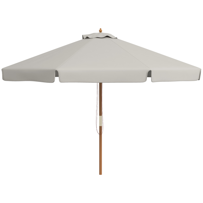 Outsunny Garten- und Terrassenschirm Ø325 cm Sonnenschirm mit Seilwindensystem Belüftetes Dach 8 Bambusstäbe und Holzmast Sonnenschutz für Patio Terrasse Grau Aosom – Bild 1 von 2