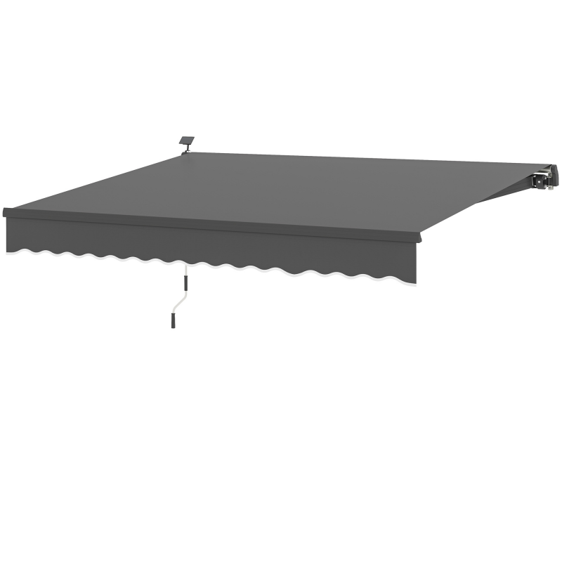 Outsunny Gelenkarmmarkise Verstellbare Klemmmarkise mit Handkurbel Solar-Lichte 3,95x3x1,5m Sonnenschutz UV 50 für Terrasse Balkon Grau Aosom.de – Bild 1 von 2