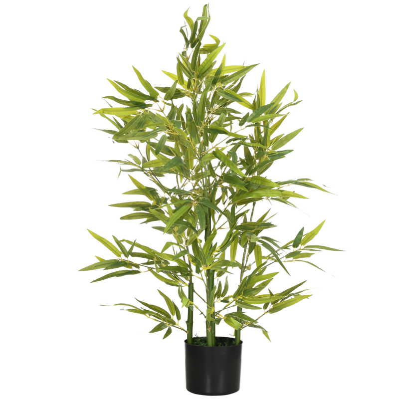 HOMCOM Künstlicher Bambus groß 90 cm Kunstpflanze, Plastik Bambus Künstliche Pflanzen wie echt, Kunstbambus im Topf Deko für Wohnzimmer, Schlafzimmer, Garten Aosom – Bild 1 von 2