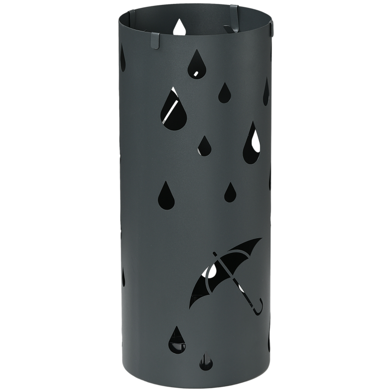 HOMCOM Schirmständer Regenschirmständer mit 4 Haken und abnehmbarer Tropfschale Schirmhalter für Gehstöcke & Regenschirme Stahl Ø17 x 41 cm Dunkelgrau Aosom – Bild 1 von 2