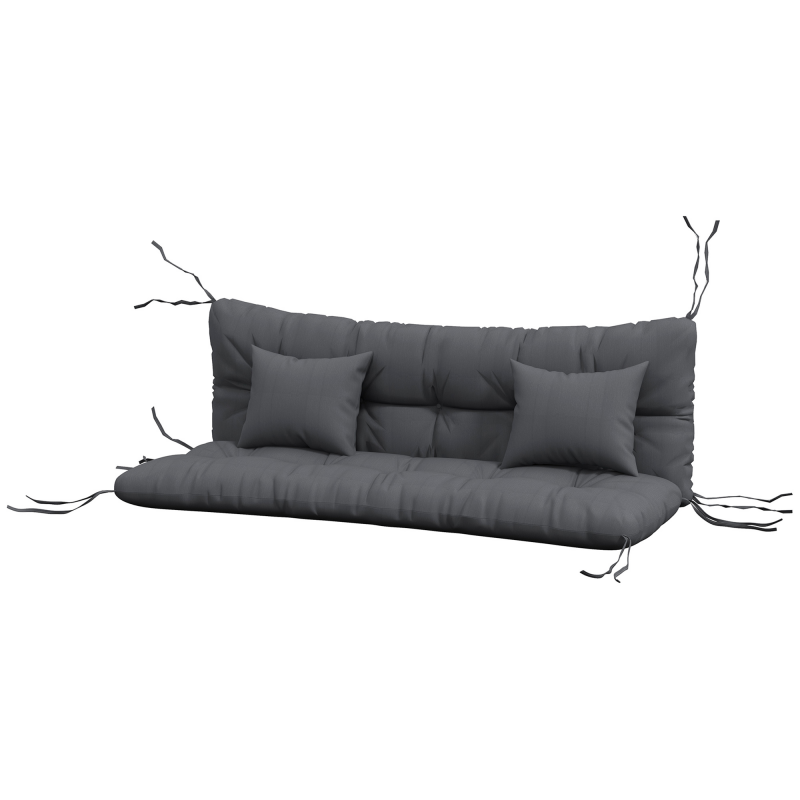 Outsunny 4er-Set Sitzkissen, 150x50 cm wasserabweisend Stuhlkissen mit Bindebänder, Geknüpftem Design 10cm dick Polsterauflage für Schaukel, Sitzpolster für Haus, Garten, Sofa, Dunkelgrau Aosom – Bild 1 von 2