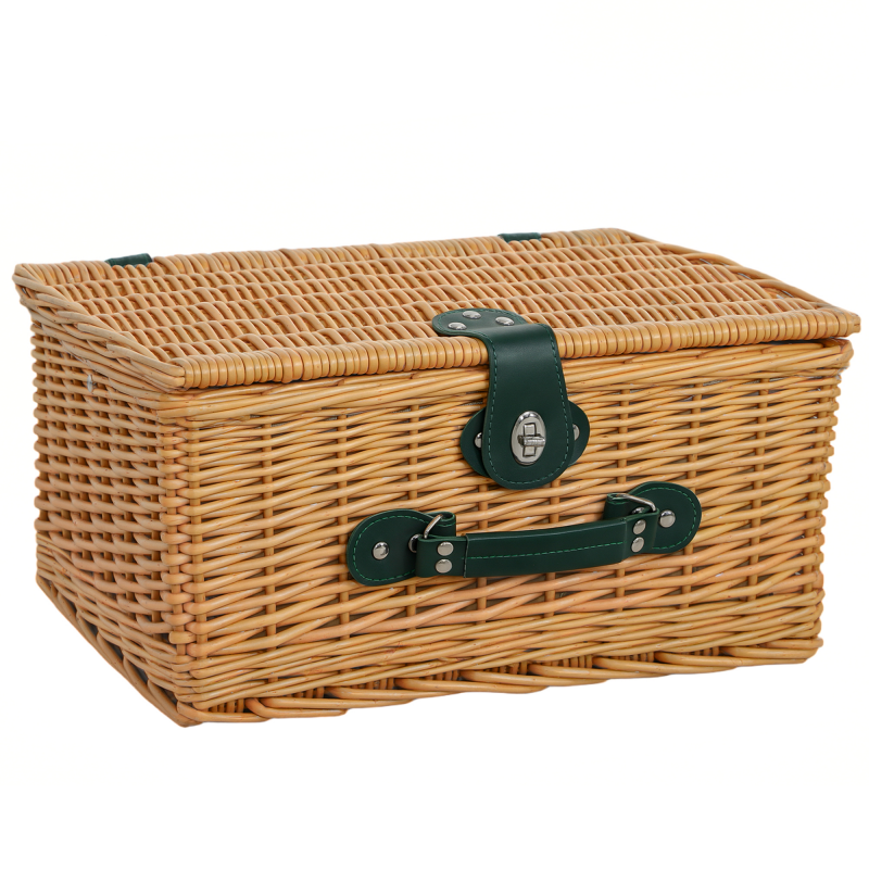 Outsunny Picknickkorb aus Weidenholz Picknickkoffer für 2 Personen mit Isoliert Kühlfach Besteck Set, Picknick Set Komplettset für Camping Strand Weihnachten Hellbraun Aosom – Bild 1 von 2