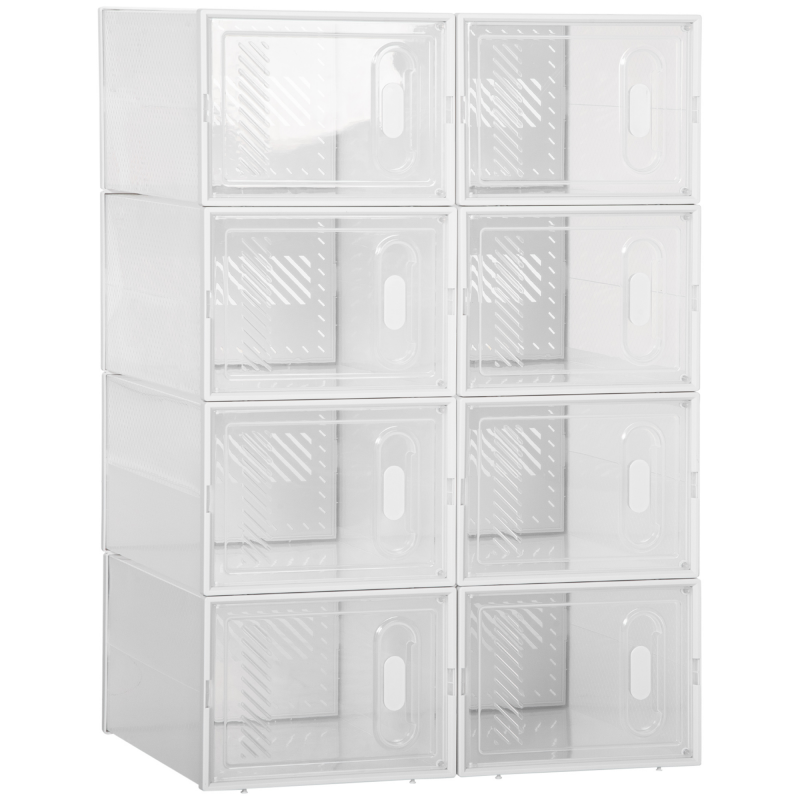 HOMCOM Schuhschrank DIY Steckregal mit 8 Fächern, rechteckige Schuhablage, Kunststoff, Transparent, 25x35x19cm Aosom – Bild 1 von 2