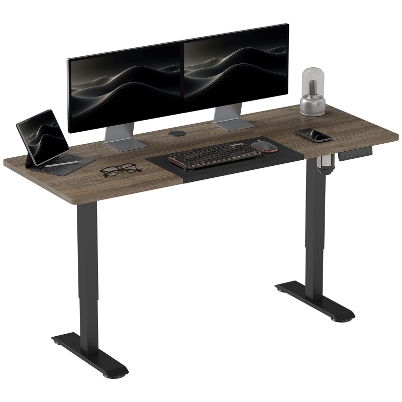 Vinsetto Elektrischer Schreibtisch Tischgestell mit Motor, Computertisch, höhenverstellbar, Stehschreibtisch, Natur+Schwarz, 140x70x72-116cm Aosom – Bild 1 von 2