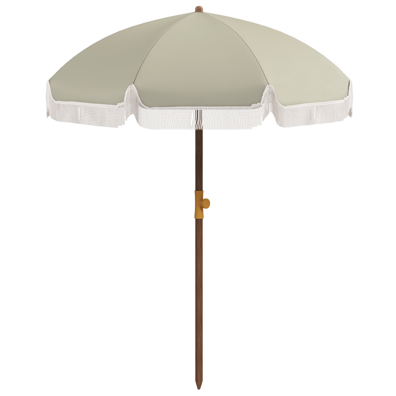 Outsunny Strandschirm Outdoor-Sonnenschirm Rundschirm mit Franse UV-Schutz 40+ mit 8 Streben Transporttasche inklusive Grün Aosom – Bild 1 von 2