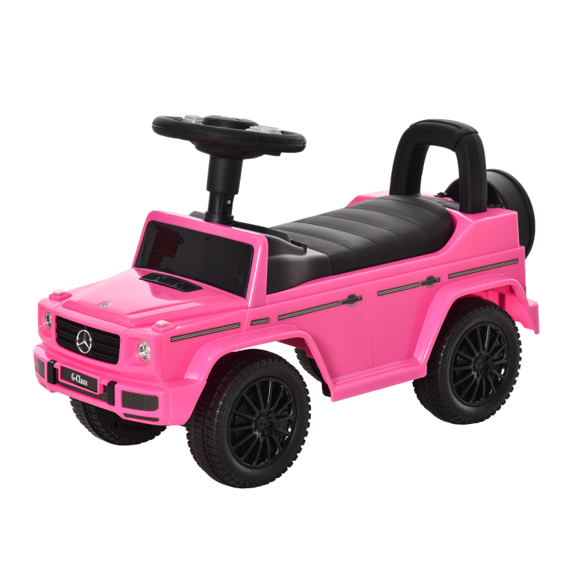 HOMCOM Kinder-Rutscher Kinderfahrzeug Mercedes Benz 12-36 Monate Staufach Hupe Lichter Rosa Aosom – Bild 1 von 2