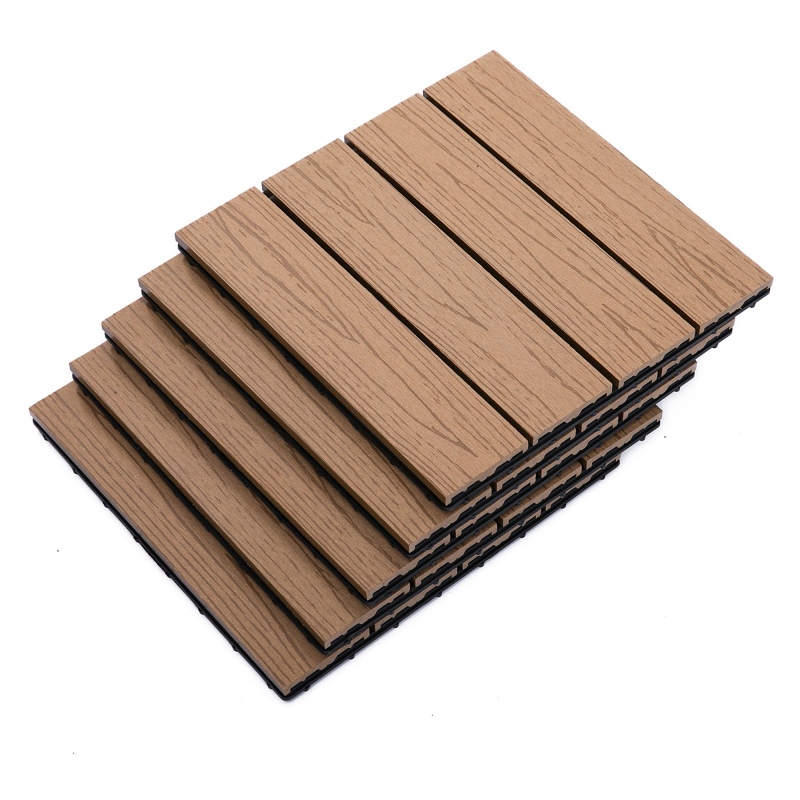 Outsunny Terrassenfliesen - Gitterrost - Set mit 11 Stück, Max. 1 m² Fläche - ineinander greifend, Sehr einfache Installation, Abm. 30 x 30 cm Aosom – Bild 1 von 2