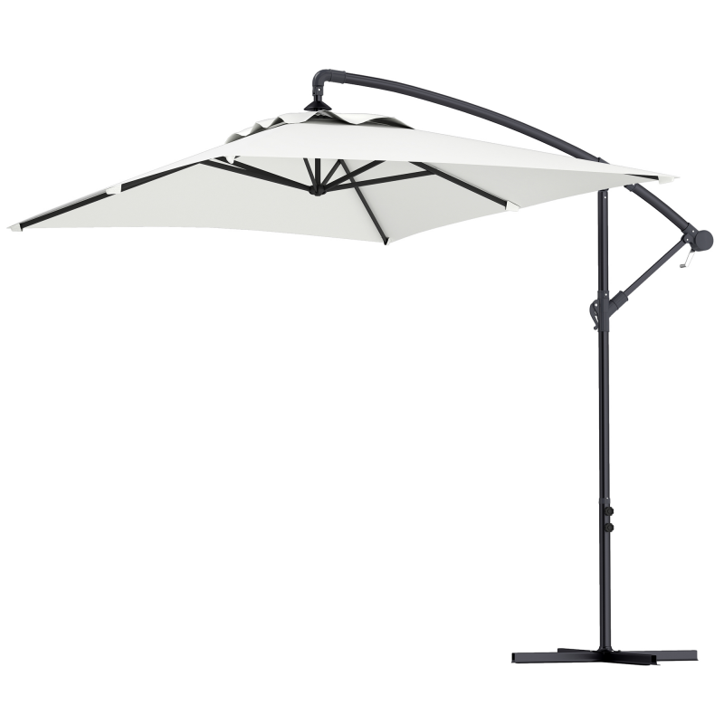 Outsunny Freischwinger-Schirm 3 x 2 m rechteckiger Außenschirm mit Kurbel und 6 Stahlrippen UV-Schutz Creme Aosom – Bild 1 von 2