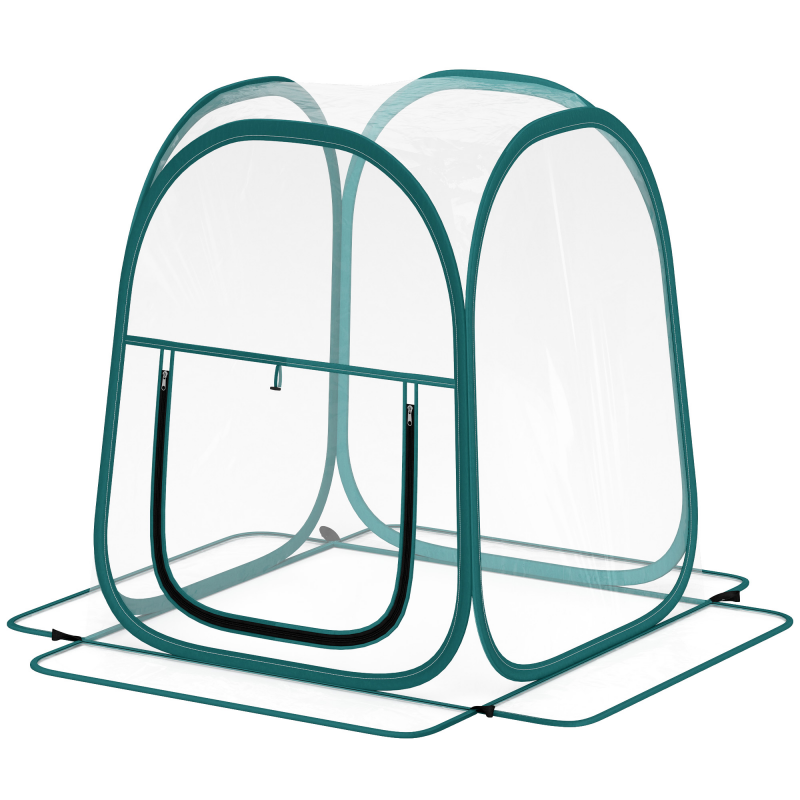 Outsunny Mini Gewächshaus Pop Up mit Transporttasche, Tragbares und Faltbares Gewächshaus mit Kunststoffabdeckung und ausrollbarem Fenster, 70x70x80 cm, Transparent Aosom – Bild 1 von 2