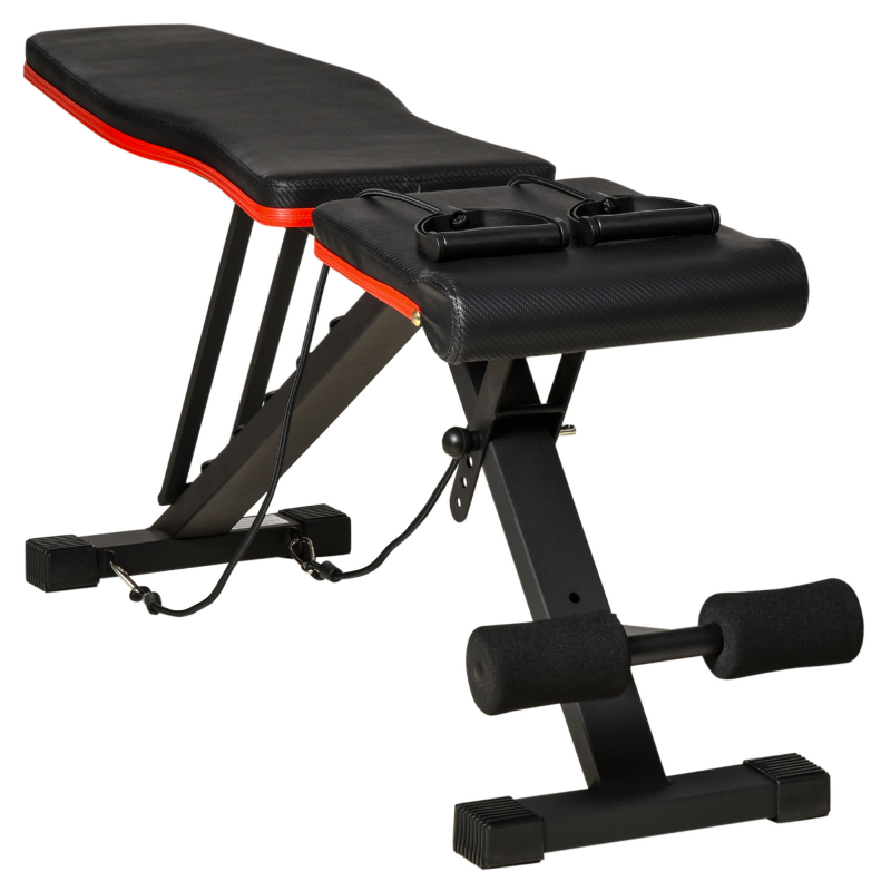 HOMCOM Multifunktionsbank 2-in-1 mit verstellbarer Neigung, Bauchbank und Hantelbank gepolstert mit elastischen Bändern für Zuhause und Fitnessstudio, Schwarz Aosom – Bild 1 von 2