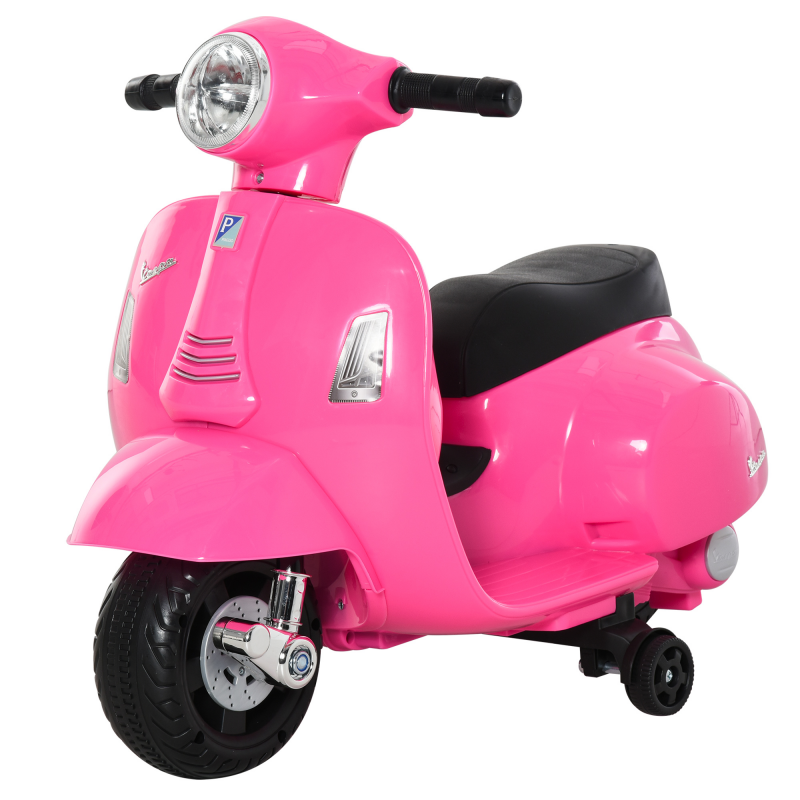 HOMCOM Elektro-Motorrad für Kinder mit offizieller Vespa Lizenz, 6V Batterie, Lichter und Hupe, für Kinder von 18-36 Monaten, Rosa, 66,5x38x52cm Aosom – Bild 1 von 2