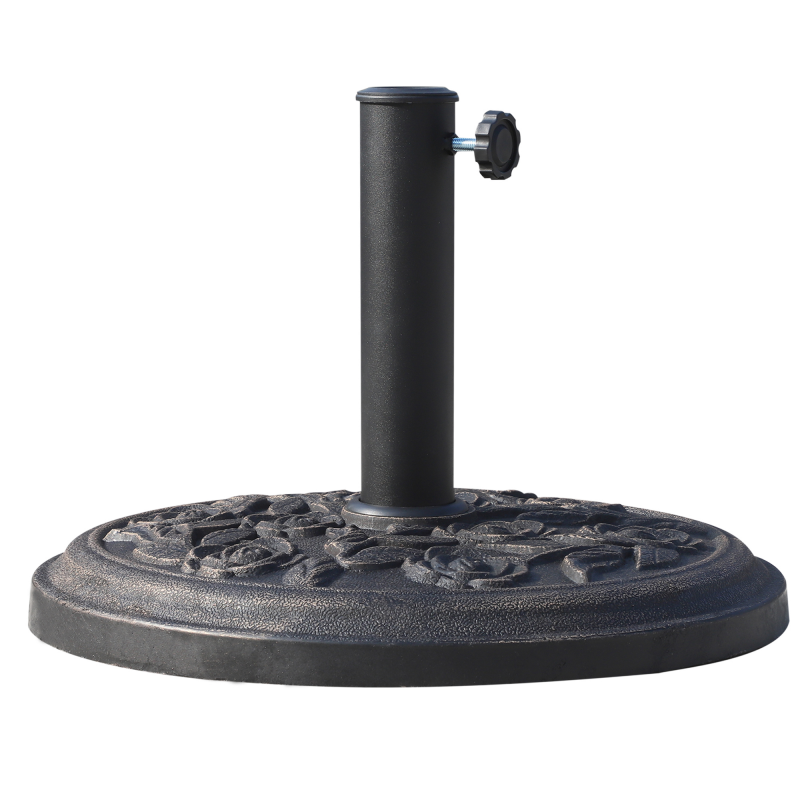 Outsunny Runder Sonnenschirmständer 9 kg Sonnenschirmständer aus Harz mit Rosenmuster für Terrasse Pool Garten Ø 45,5 x 31 cm, Bronze Aosom – Bild 1 von 2