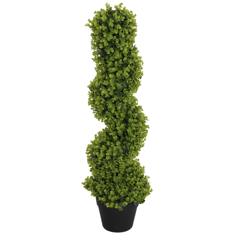 HOMCOM Künstlicher Eukalyptus-Spiralbaum mit inkludiertem Topf, UV-beständige künstliche Pflanze für Innen- und Außendekoration, Höhe 90 cm, Grün Aosom – Bild 1 von 2